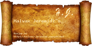 Halvax Jeremiás névjegykártya